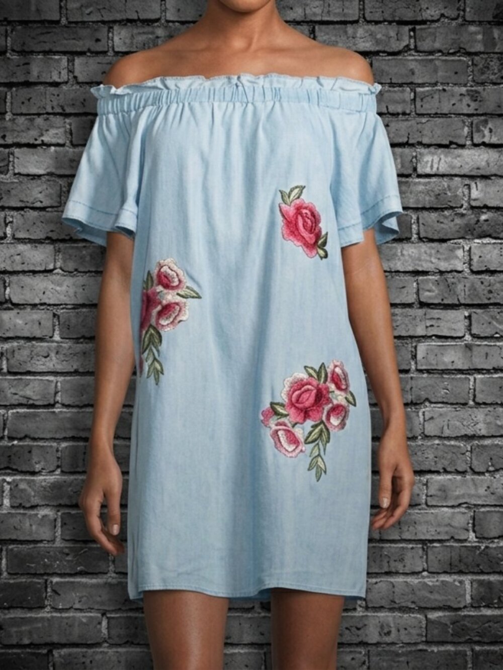 a.n.a Boho Floral Embroidered Off The Shoulder Shift Dress Size XS